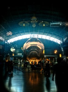 Space Shuttle Discovery in her hangar.  